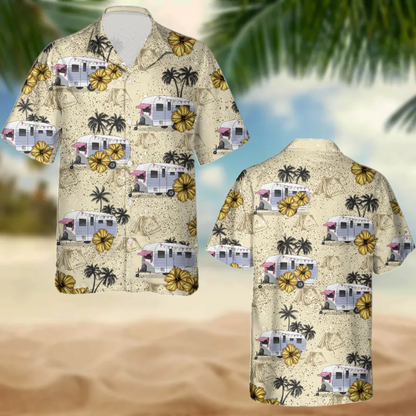Upload Photo RV Camping Hawaiian Shirt, Idea Shirt for Summer, Camping Hawaiian Shirt for Men, Women HO0335
