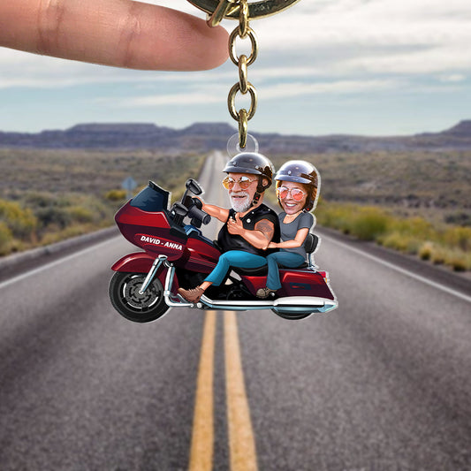 Custom Biker Couple Face Keychain, Gift For Couple, Valentine's Gift, Biker Gift KO0013
