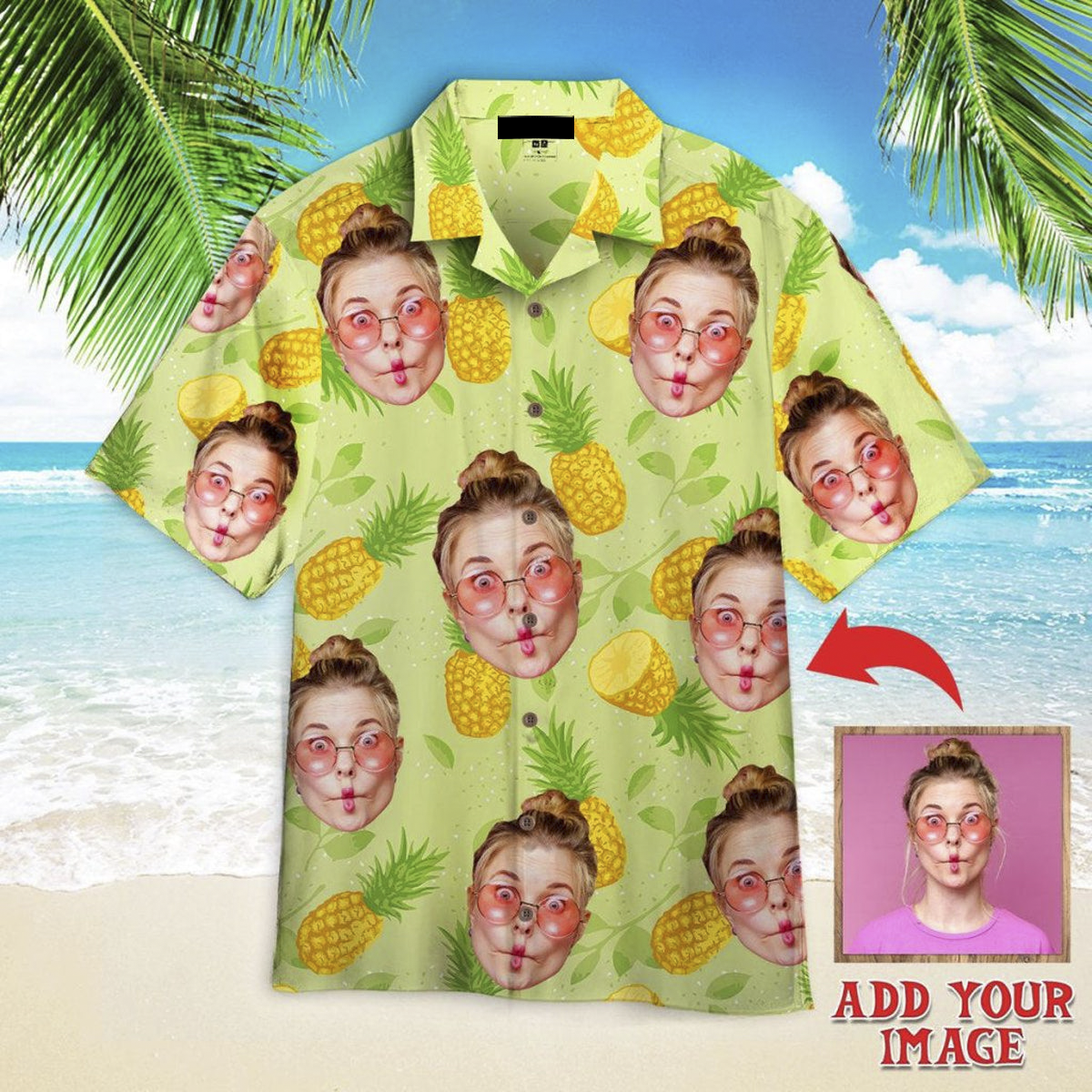 Funny Custom Face Summer Pineapples Custom Hawaiian Shirt, Personalized Hawaiian Shirts, Custom Photo Hawaiian Shirt HO4219
