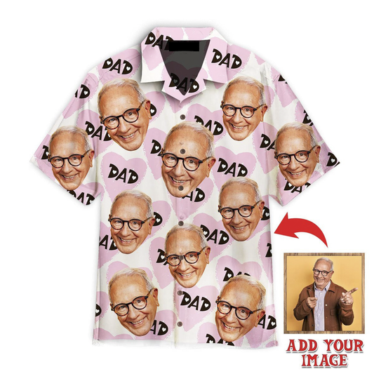 Custom Face Love Dad Happy Father Custom Hawaiian Shirt, Personalized Hawaiian Shirts, Custom Photo Hawaiian Shirt HO4223