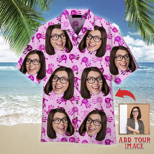 Custom Face On Pinktober Breast Cancer Awareness Custom Hawaiian Shirt, Personalized Hawaiian Shirts, Custom Photo Hawaiian Shirt HO4220