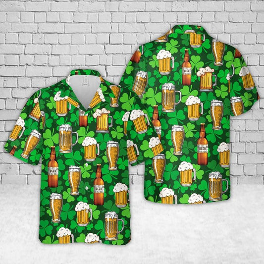 Irish St Patrick's Day Beer Hawaiian Shirt, Hawaiian Shirt for Men Dad HO0446