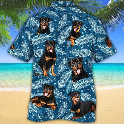 Rottweiler Dog Lovers Blue Feather Hawaii Hawaiian Shirt HO2252