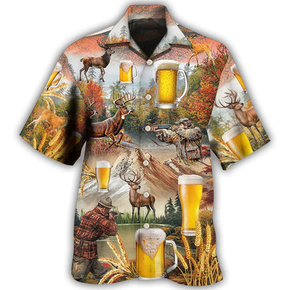 Beer And Hunting Deer Autumn Moutain Hawaiian Shirt HO5335