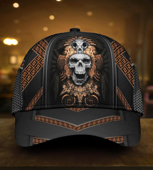 3D All Over Printed Skull Ancient Greek Pattern Classic Cap Hat, Skull Baseball Cap Hat, Skull Cap CO0504