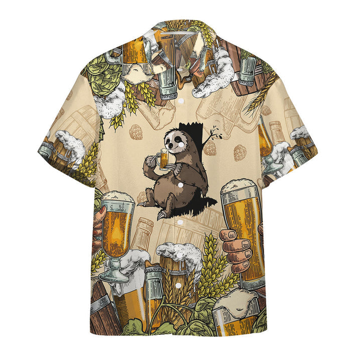 Lasfour - 3D Sloth and Beer Custom Hawaii Shirt, Hawaiian Shirts for Men Short Sleeve Aloha Beach Shirt HO3264