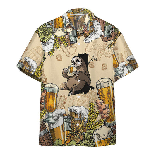 Lasfour - 3D Sloth and Beer Custom Hawaii Shirt, Hawaiian Shirts for Men Short Sleeve Aloha Beach Shirt HO3264