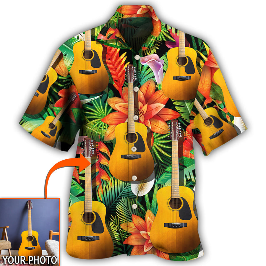 Guitar Various Style Tropical Custom Photo Hawaiian Shirt, Personalized Your Guitar Photo HO4246