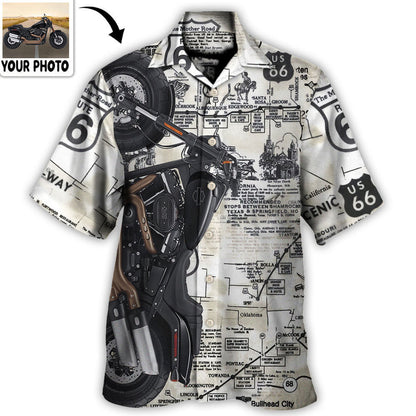 Motorcycle Biker Happy Ride No Road Is To Long Custom Photo - Hawaiian Shirt Lasfour HO4258