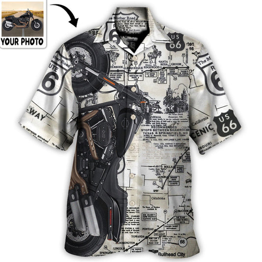 Motorcycle Biker Happy Ride No Road Is To Long Custom Photo - Hawaiian Shirt Lasfour HO4258
