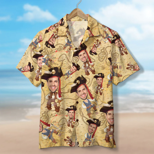 Custom Pirate Face Hawaiian Shirt And Men Beach Shorts- Summer Gift For Him, Pirate Lover HO0058