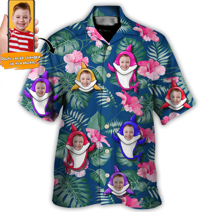Shark Funny Tropical Style Custom Photo - Hawaiian Shirt - Personalized Photo Gifts, Personalized Hawaiian Shirt HO4257