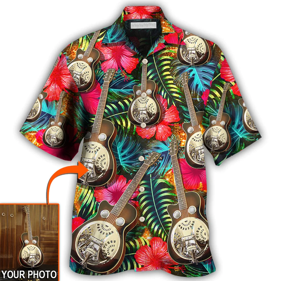 Guitar Various Style Tropical Custom Photo Hawaiian Shirt, Personalized Your Guitar Photo HO4246