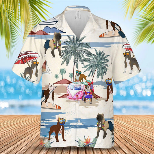 American Pit Bull Terrier Summer Beach Hawaiian Shirt, Cool Aloha Hawaiian Shirt HO0365