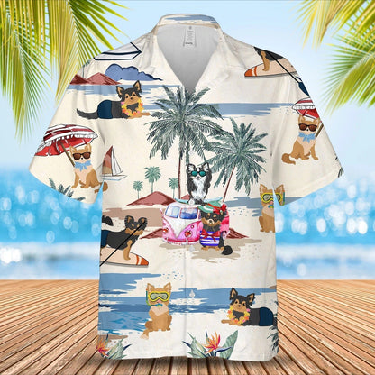 Chihuahua Longhair Summer Beach Hawaiian Shirt, Short Sleeve Dog Aloha Beach Shirt For Men And Woman HO4904