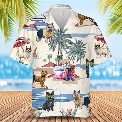 Cairn Terrier Summer Beach Hawaiian Shirt, Short Sleeve Dog Aloha Beach Shirt For Men And Woman HO4901