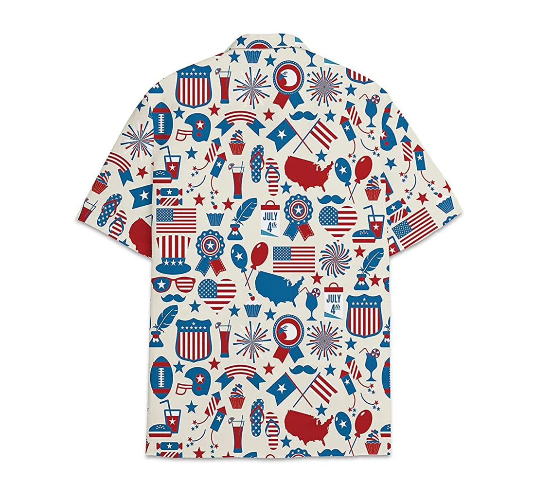 Feather Armorial American Flag Short Tall Button Hawaiian Shirt, Button Up Aloha Shirt For Men, Women HO0850