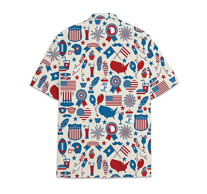 Feather Armorial American Flag Short Tall Button Hawaiian Shirt, Button Up Aloha Shirt For Men, Women HO0850