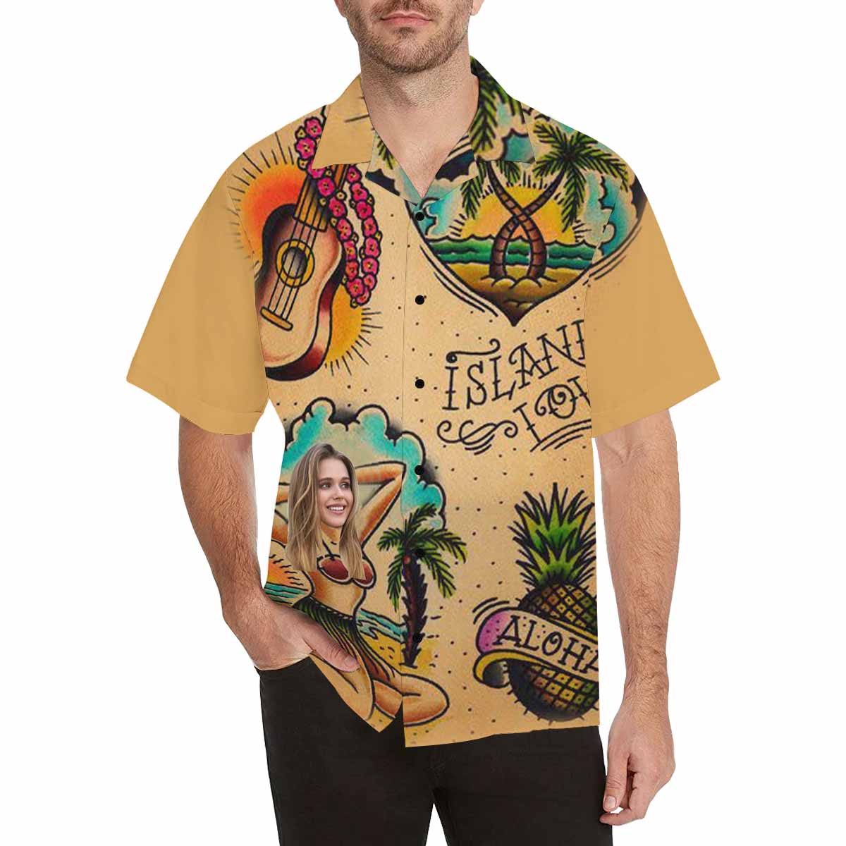 Custom Face Hawaiian Shirt Funny Face Photo Hawaiian Shirt for Husband Personalized Hawaiian Shirt Photo Tropical Aloha Shirt For Men HO4339