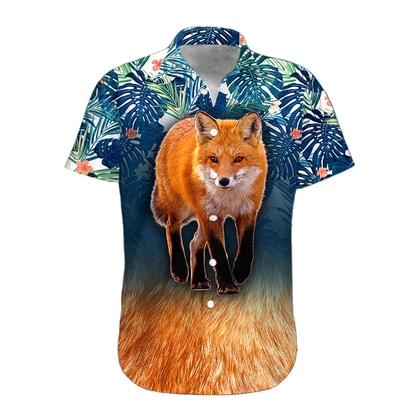 3D Fox Hawaii Shirt, Hawaiian Shirts for Men Print Button Down Shirt HO1080