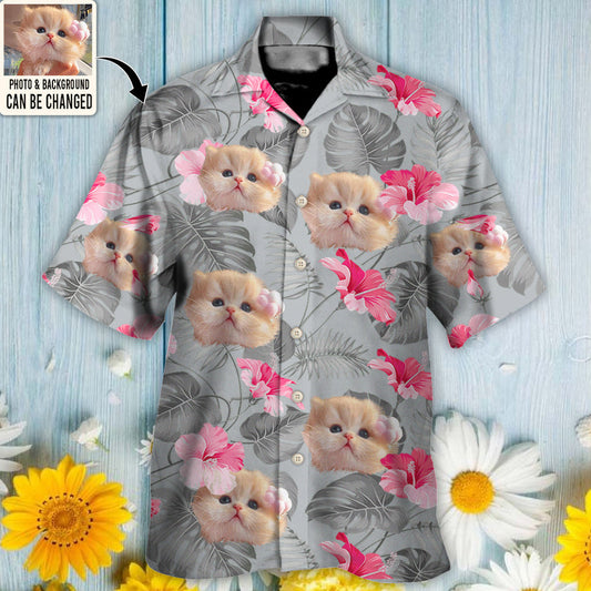 Cat You Want Tropical Custom Photo Multicolor Hawaiian Shirt, Floral Pattern Hawaiian Shirt for Men Women, Cat Lover HO4263