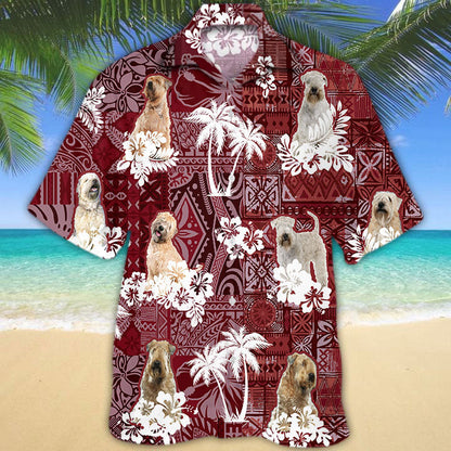 Soft Coated Wheaten Terrier Hawaiian Shirt, Dog Hawaii Shirt Red Tribal Pattern HO5258