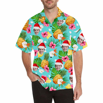 Custom Hawaiian Shirts with Face Design Your Own Hawaiian Shirt Blue Pineapple Gift for Men Women HO4338