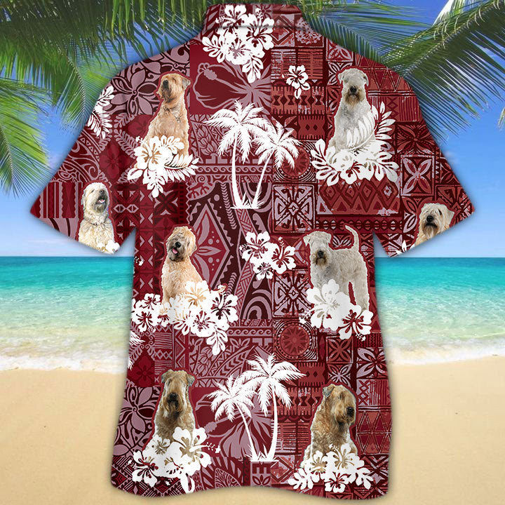 Soft Coated Wheaten Terrier Hawaiian Shirt, Dog Hawaii Shirt Red Tribal Pattern HO5258