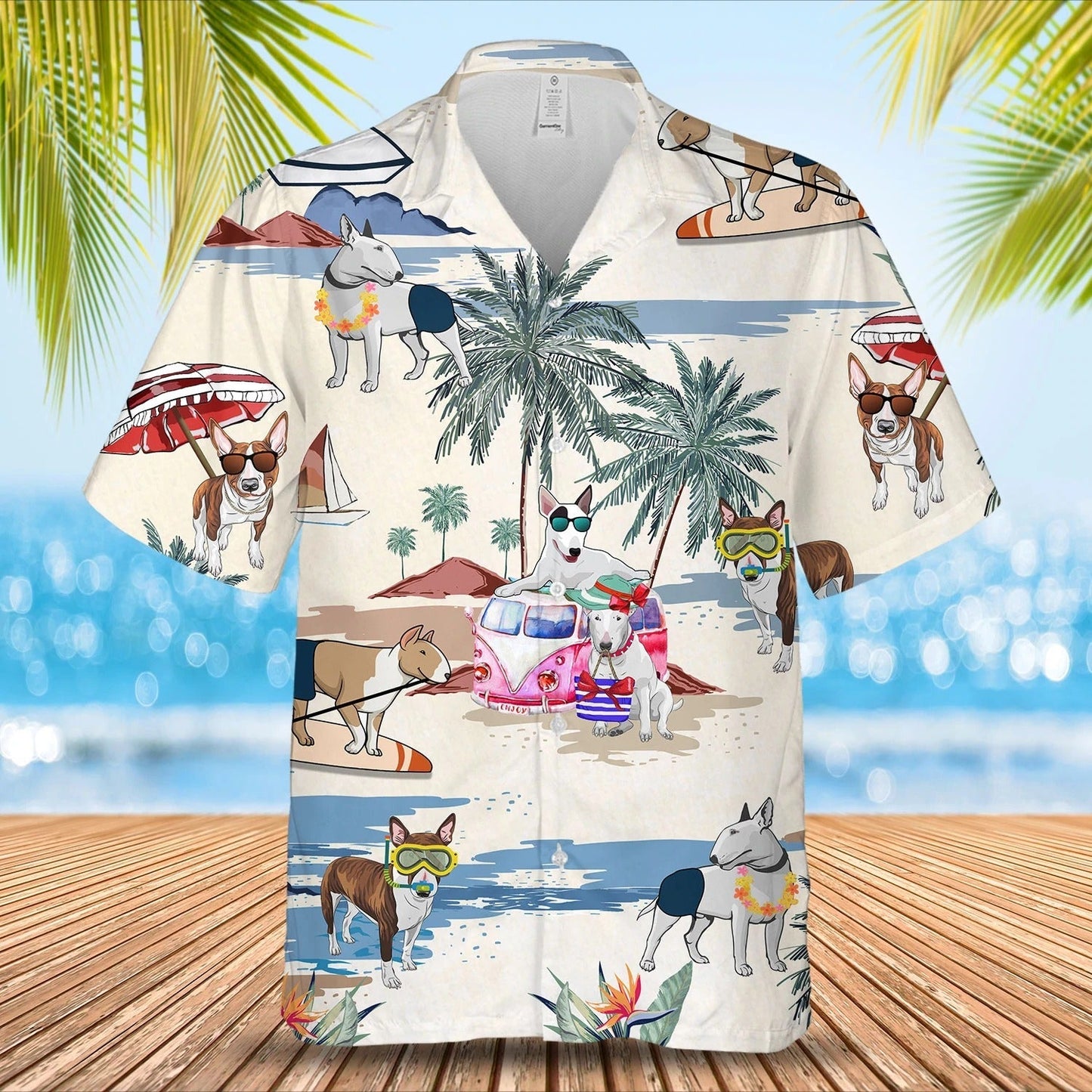 Bulldog, Boston Terrier Summer Beach Hawaiian Shirt, Dog Breed 3D Print On Hawaiian Aloha Shirt For Men And Woman HO4900