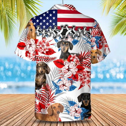 Dachshund Flower american Hawaiian Shirt, Summer aloha shirt, Men Hawaiian shirt, Women Hawaiian shirt HO0814