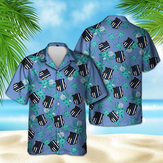 Thin Blue Line Hawaii Shirt Police Seamless Pattern Hawaiian Shirt HO0561