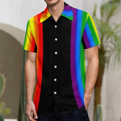 gay dress shirts Gay Pride Rainbow Black Button Down Shirt