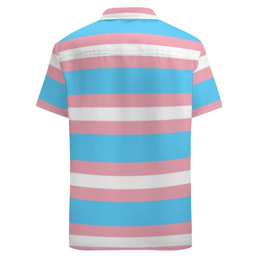 Transgender Pride Flag Lgbt Rainbow Hawaiian Vintage Shirt Mens Button Down Plus Size Tropical Hawaii Beach Shirts HO4509