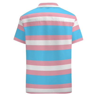 Transgender Pride Flag Lgbt Rainbow Hawaiian Vintage Shirt Mens Button Down Plus Size Tropical Hawaii Beach Shirts HO4509