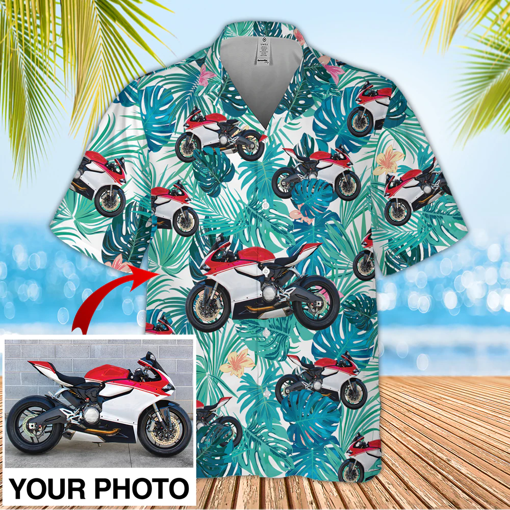 Custom Seamless Biker Hawaiian Shirt, moto biker aloha shirt for men, Hawaii shirt woman HO2640