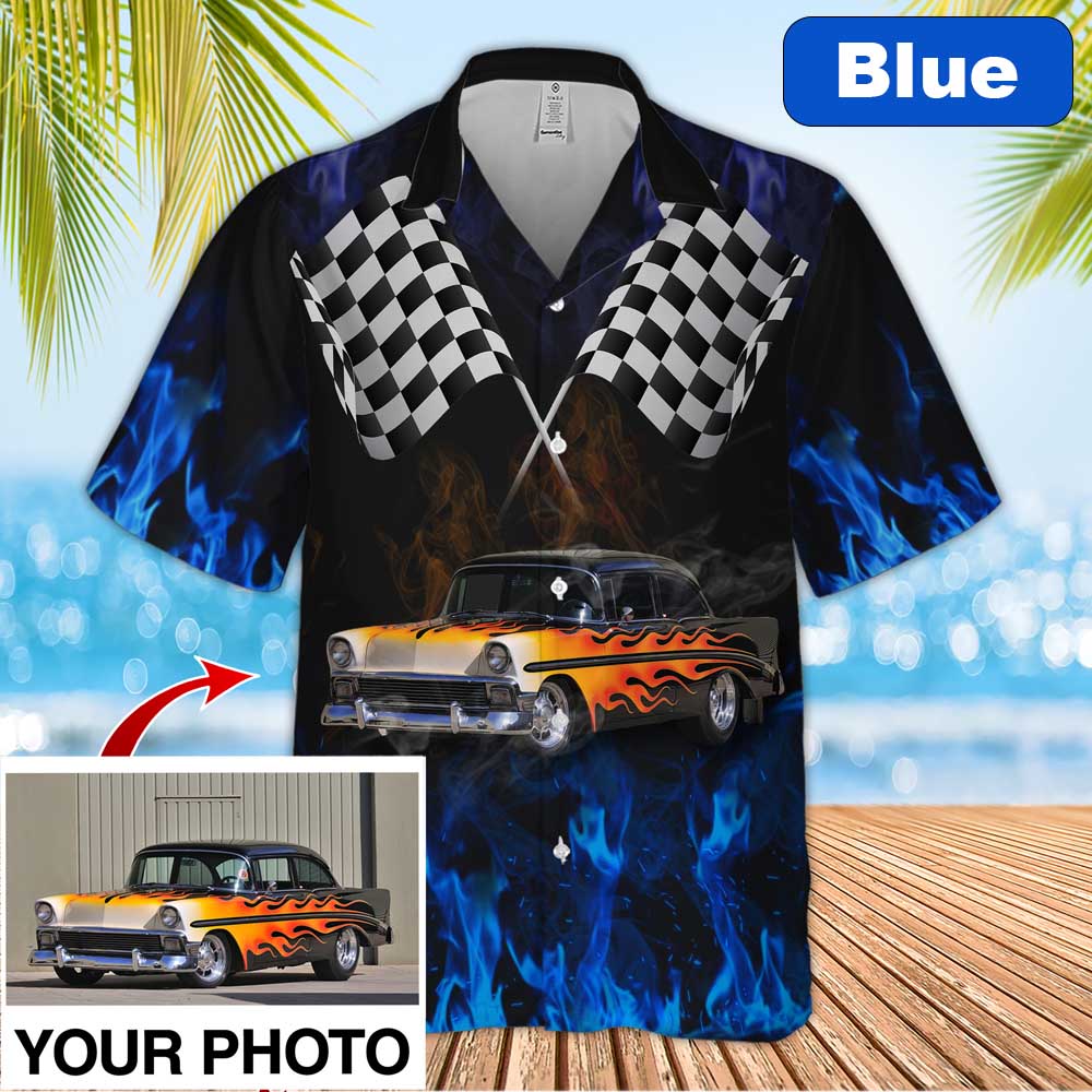 Custom Image Hot Rod Hawaiian Shirt, Car Fire Hawaiian Shirt for Men, Idea Shirt for Summer HO0330