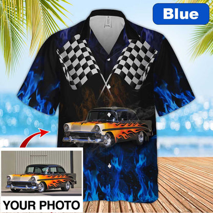 Custom Image Hot Rod Hawaiian Shirt, Car Fire Hawaiian Shirt for Men, Idea Shirt for Summer HO0330
