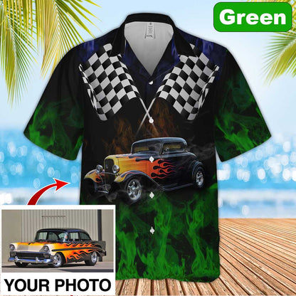 Custom Image Hot Rod Hawaiian Shirt, Car Fire Hawaiian Shirt for Men, Idea Shirt for Summer HO0330