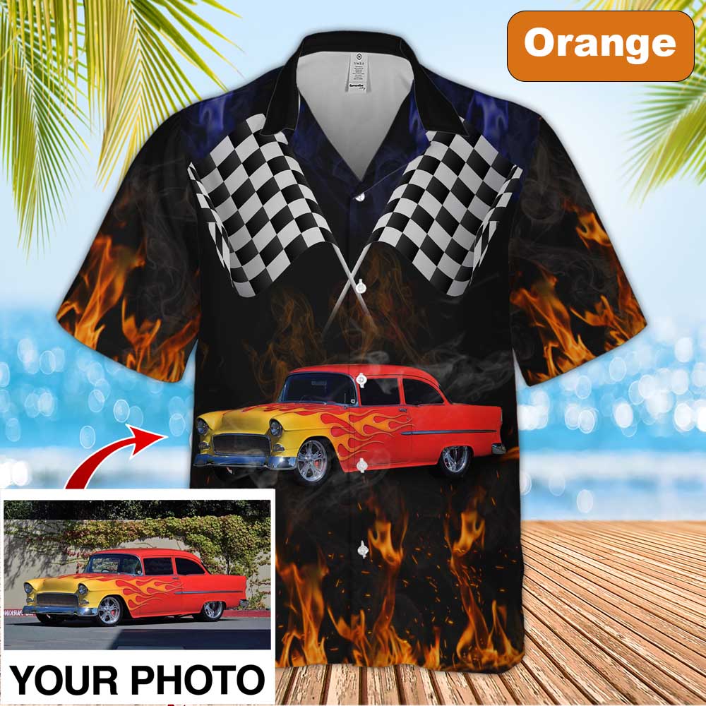 Custom Image Hot Rod Hawaiian Shirt, Car Fire Hawaiian Shirt for Men, Idea Shirt for Summer HO0330