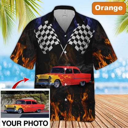 Custom Image Hot Rod Hawaiian Shirt, Car Fire Hawaiian Shirt for Men, Idea Shirt for Summer HO0330