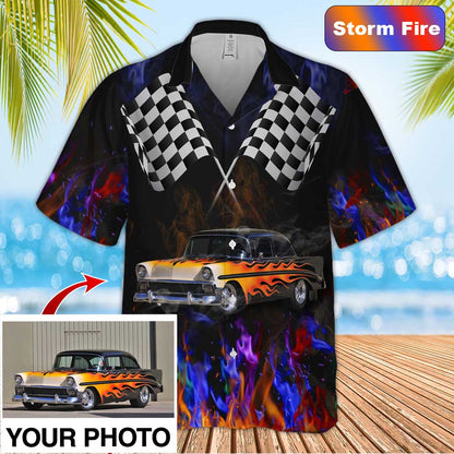 Custom Image Hot Rod Hawaiian Shirt, Car Fire Hawaiian Shirt for Men, Idea Shirt for Summer HO0330