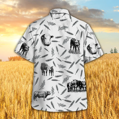 Hereford Cattle Pattern Hawaiian shirt, Animal Farm Cow Hawaiian Shirts For Men, women HO2492