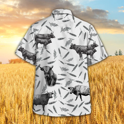 Charolais Pattern Hawaiian Shirt, Cow Aloha Shirts, Gift for cow lovers HO2339