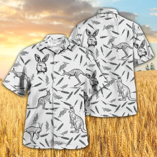 Kangaroo Pattern - Hawaiian Shirt, Kangaroo Aloha Shirts, Gift for Kangaroo lovers HO2337