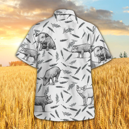 Pig Pattern Hawaiian Shirt, Pig Lovers Summer Shirt, Pig Hawaiian Button Downs Shirt HO2341