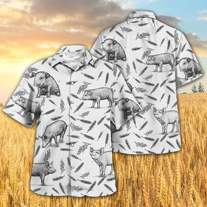 Pig Pattern Hawaiian Shirt, Pig Lovers Summer Shirt, Pig Hawaiian Button Downs Shirt HO2341