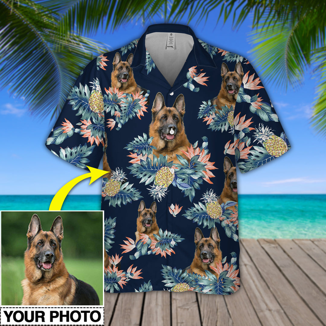 Custom Your Photo Dog Pineapple Hawaiian Shirt, Personalized Hawaiian Shirt for Men Women, Dog Cat Lover Shirt HO4334