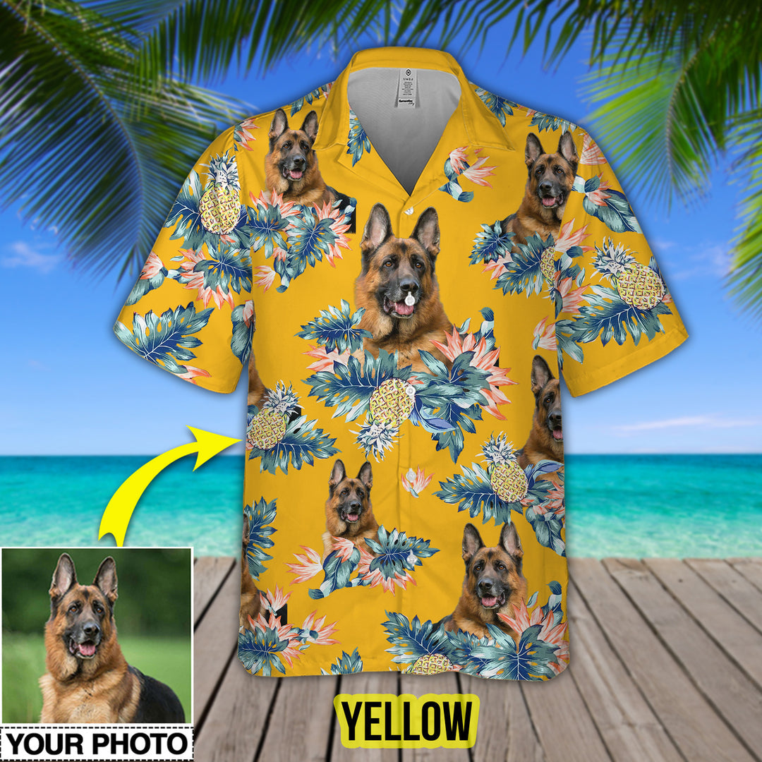 Custom Your Photo Dog Pineapple Hawaiian Shirt, Personalized Hawaiian Shirt for Men Women, Dog Cat Lover Shirt HO4334
