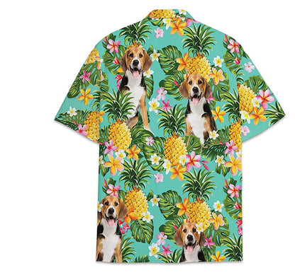 Dog Beagle Pineapple Pattern Short Tall Hawaiian Shirt, Button Up Aloha Shirt For Men, Women HO0838