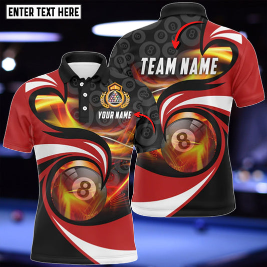 Lasfour Black Red 8 Ball Billiard Personalized Name 3D Shirt BIA0551